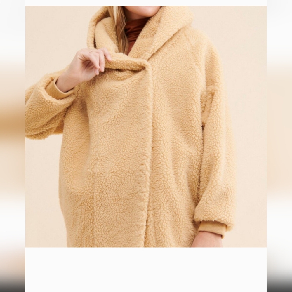Hatch Maternity Tan Teddy Coat